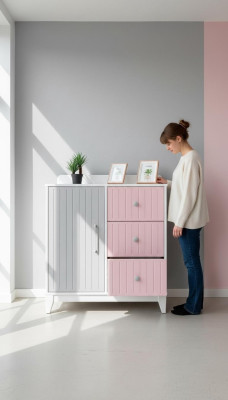 Dresser in Children's Room Modern Elegant Dresser Wood Multicolored Furniture