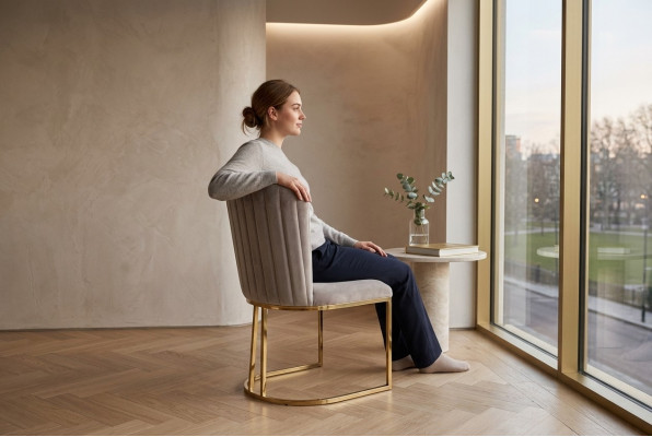 Chair Dining Chair Beige Kitchen Chair Armchair Luxury Modern Novelty