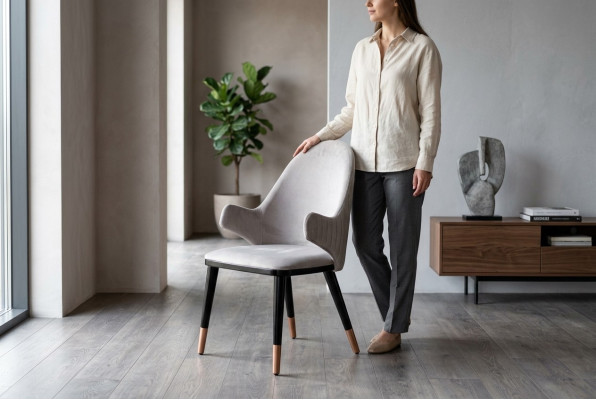 Stylish chair gray color comfortable upholstered furniture for the dining room new