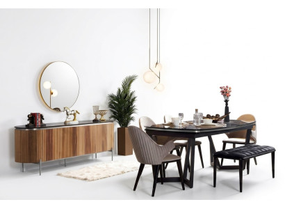 Stylish 8-piece dining room set dining table 4x chairs sideboard mirror bench new