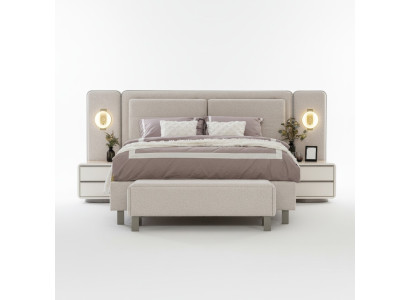 Complete bedroom furniture set: bed with bench, 2x bedside tables, 3 pieces, new