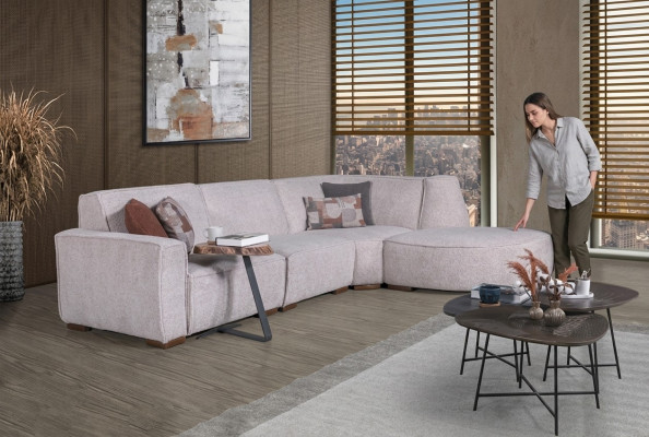 Exclusive white corner sofa L-shape living room designer couch modern furniture