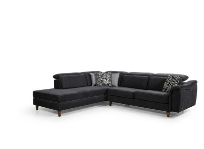 Black upholstered corner sofa L-shape couch living room living landscape new
