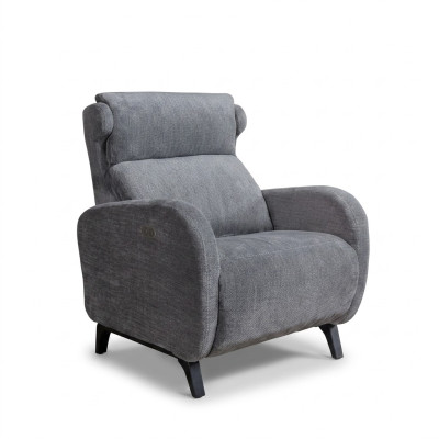 Gray reclining armchair with luxury footrest for living room