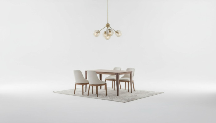 Luxurious Dining Room Set Rectangular Dining Table 6x Textile Chairs 9-piece