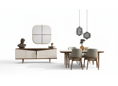 Brown-White Dining Room Furniture Designer Dining Room Set Luxury 9-Piece Set