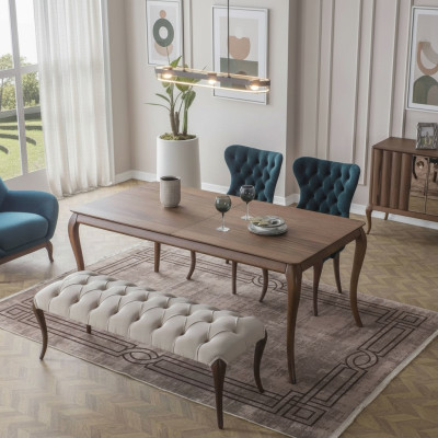 Chesterfield dining room bench and 4x upholstered chairs dining room dining table