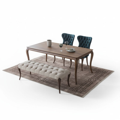 Chesterfield dining room bench and 4x upholstered chairs dining room dining table