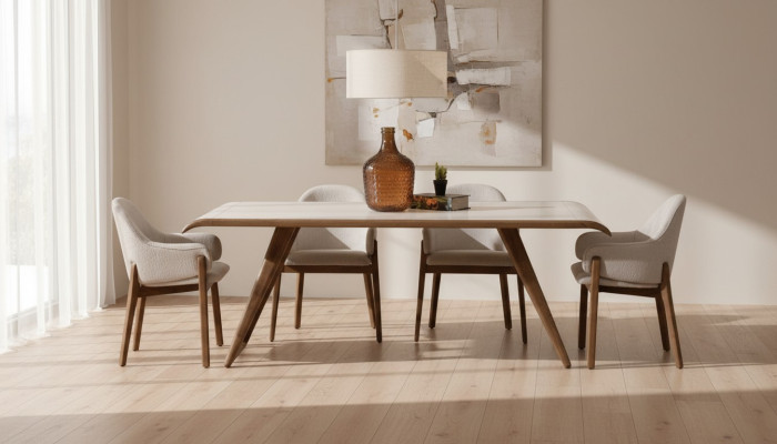 Brown Exclusive Dining Room Set Dining Table 6x Chairs Upholstered Chairs 7 Pieces