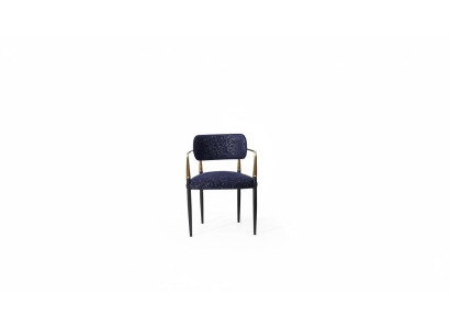 Modern blue chair stainless steel frame fabric single-seater dining room furniture