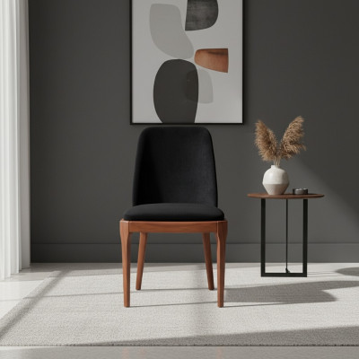 Black-Brown Upholstered Chair Designer Dining Room Furniture Single-Seater Chair