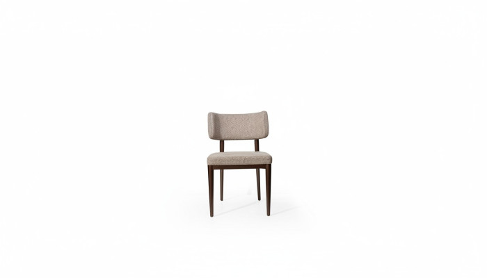 Designer beige fabric chair dining room brown wooden legs designer furniture
