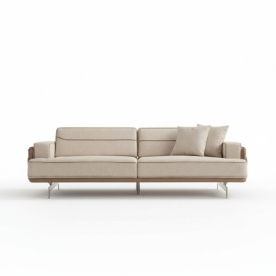 Exclusive beige sofa 3-seater modern furniture living room upholstery couch