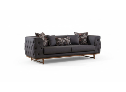 Black Chesterfield Sofa Designer Bed Function Living Room 3-Seater