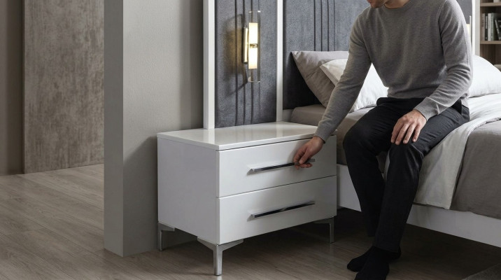 White wooden nightstands designer exclusive bedside table bedroom furniture