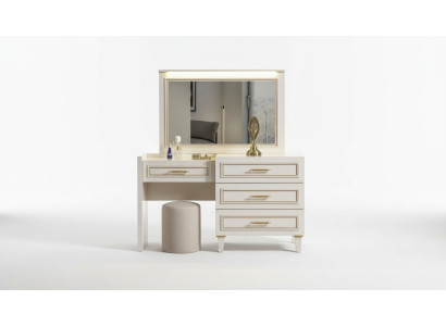 Noble bedroom furniture white dressing table mirror upholstered stool 3-piece set