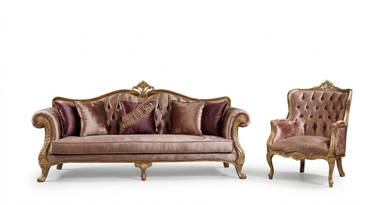 Classic Pink Chesterfield Sofa Set 3-Seater Coffee Table Armchair