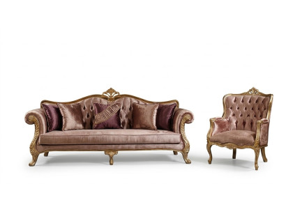 Classic Pink Chesterfield Sofa Set 3-Seater Coffee Table Armchair