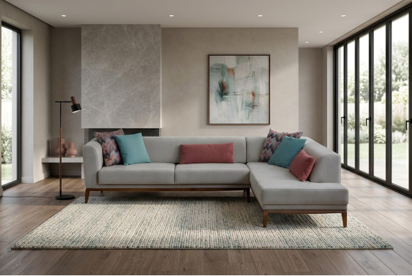 Gray L-shaped corner sofa living area living room couches luxury sofas