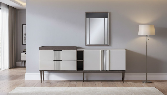 Luxury Dining Room Set Exclusive Sideboard with 2x Mirror Set Novelty