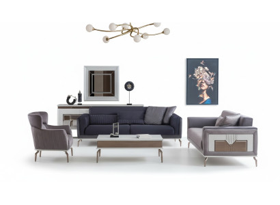 Design living room set sofas armchairs modern coffee table 3+3+1 coffee table