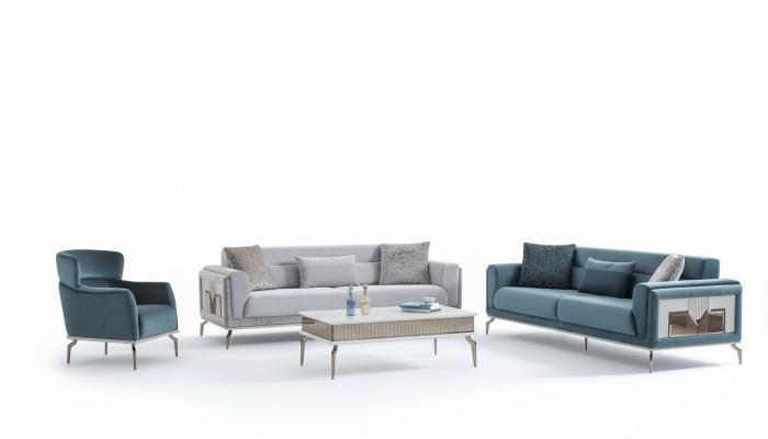 Designer sofa set 4 piece. Couch sofa set 3 seater armchair coffee table