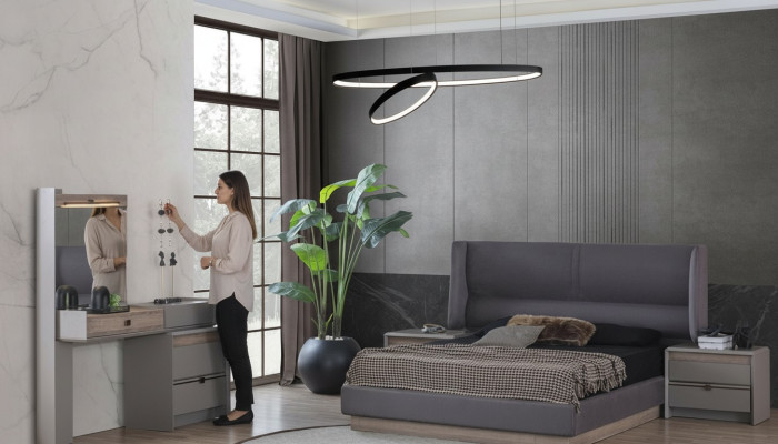 Exclusive bedroom set style bed + dressing table and 2x bedside tables 4-piece.