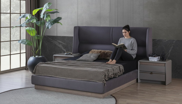 Bedroom Set Luxury Complete Bed 2x Nightstand Modern 3-piece New