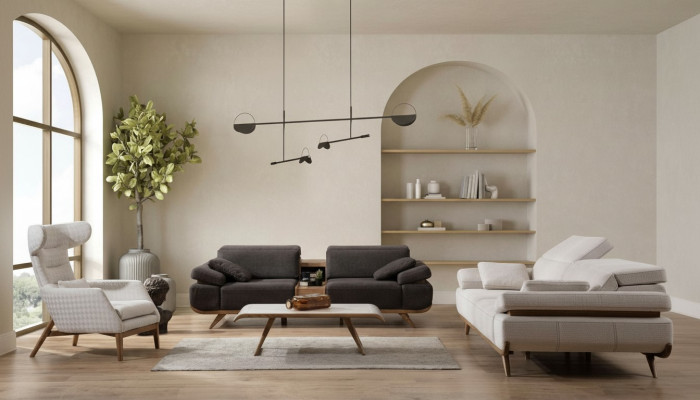 Two-tone living room sofa set modern 3+2 seater luxury armchair