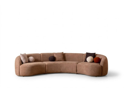 Designer round sofa brown corner set modern furniture living room luxury couches