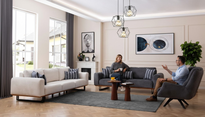 Design sofa set living room set modern suites 4+3+1 seat 3-piece.