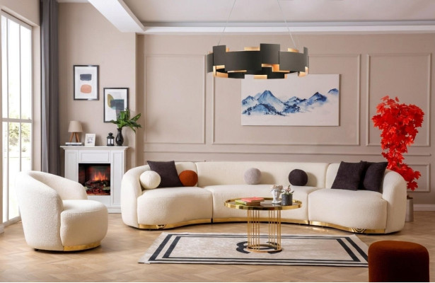 Designer living room set modern sofa suite round sofa + 1-seater 2-piece set