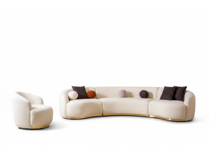 Designer living room set modern sofa suite round sofa + 1-seater 2-piece set