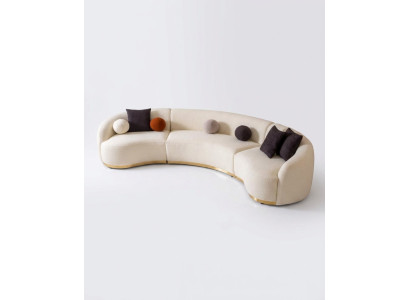 Designer round sofa white corner suite modern furniture in living room luxury