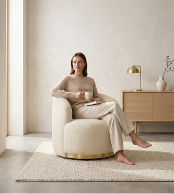 Armchair Modern White Living Room Textile Luxury Design Lounge Club Single Seater