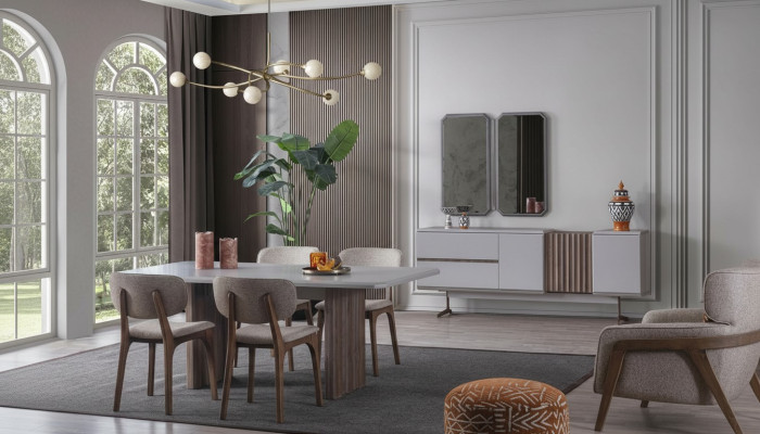 Dining room set dining suite group table chairs 8-piece modern furniture dining group