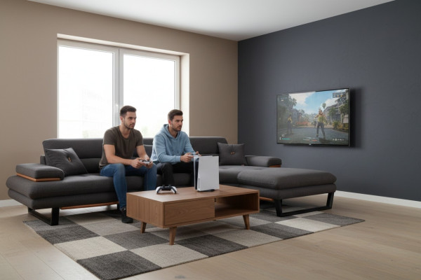 Designer gray L-shaped corner sofa modern furniture living room corner suite sofa