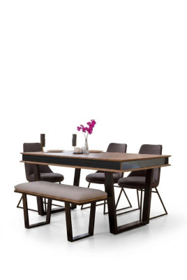 Complete dining set: dining table, 4 chairs, dining group, bench, dining table, 6-piece set.