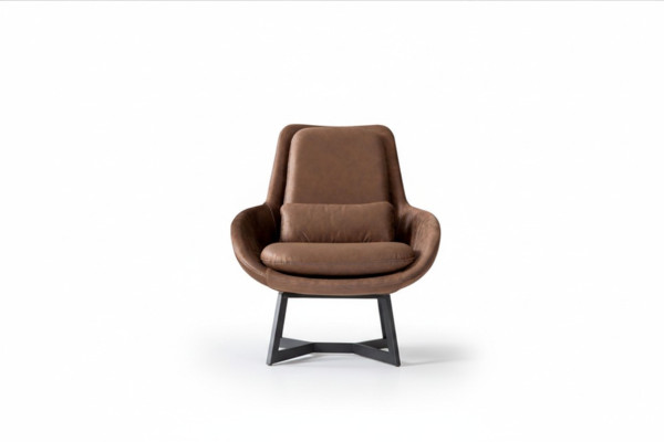 Designer armchair 1-seater faux leather couch upholstered armchair design brown