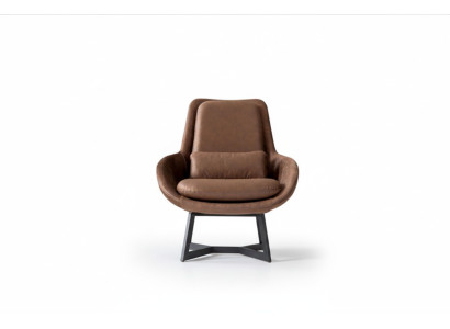 Designer armchair 1-seater faux leather couch upholstered armchair design brown