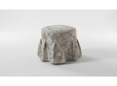Gray Luxury Footstool Round Upholstery Textile Ottoman Stool