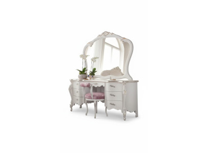 Classic solid wood vanity dresser bedroom furniture set 2-piece white