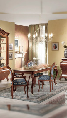Classic Dining Room Set Luxury Table 2x Armrest Chairs Wood Group 5-piece