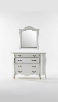 Complete wooden dresser with mirror classic furniture decoration 2-piece set