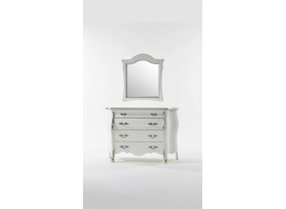 Complete wooden dresser with mirror classic furniture decoration 2-piece set
