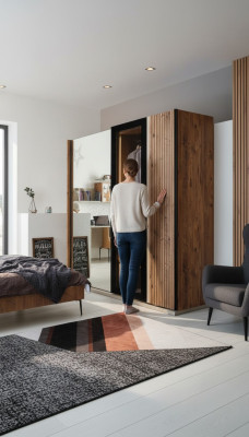 Modern wardrobe luxury wood cabinets glass stylish bedroom
