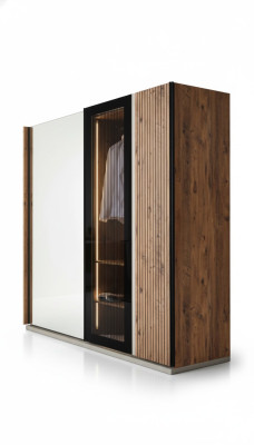 Modern wardrobe luxury wood cabinets glass stylish bedroom