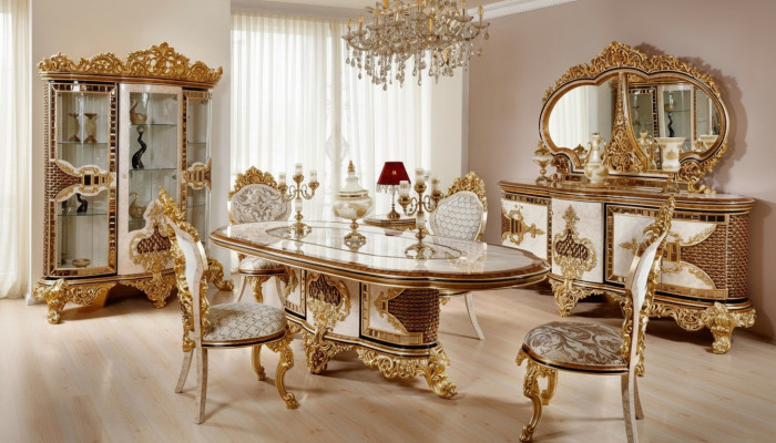 Luxury White Classic Dining Room Set Dining Table 6x Chairs Sideboard