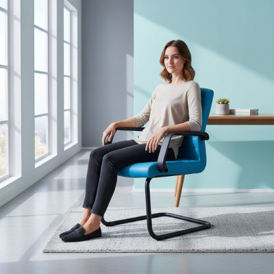 Waiting room office practice law office furniture blue leather chairs conference chair