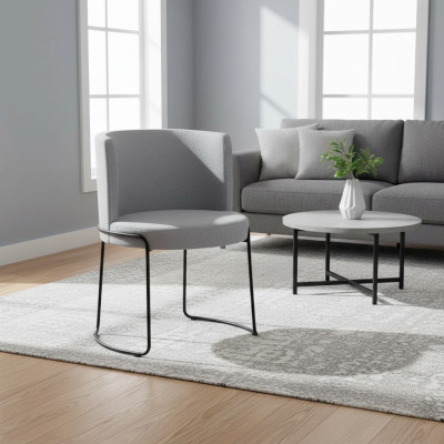Chair Modern Upholstered Dining Room Chairs Fabric Color Grey 1-Seater New